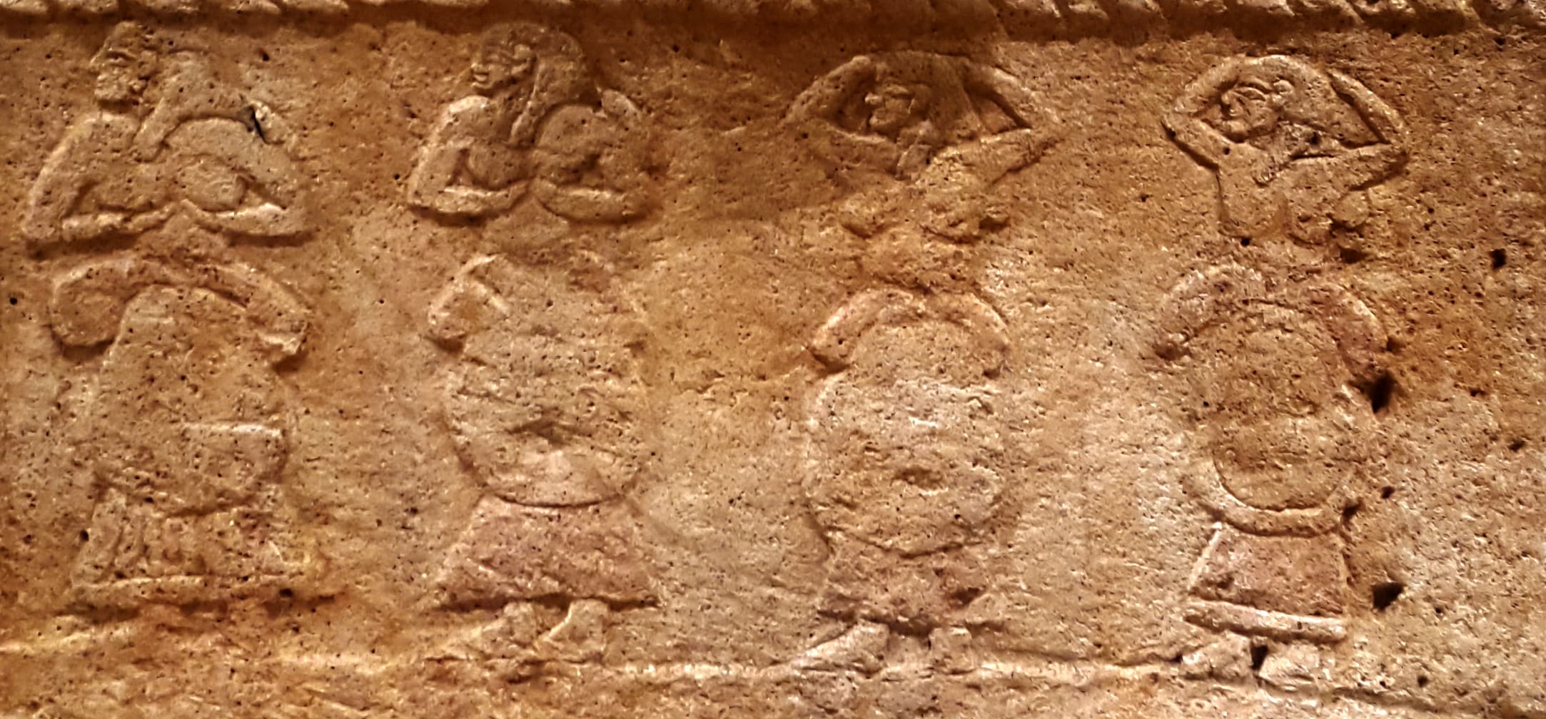 Mourning figures carved on the Sarcophagus of Ahiram