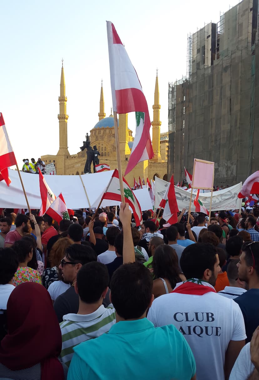Protesters in Martyrs Square during the 2015 garbage crisis demonstrations
