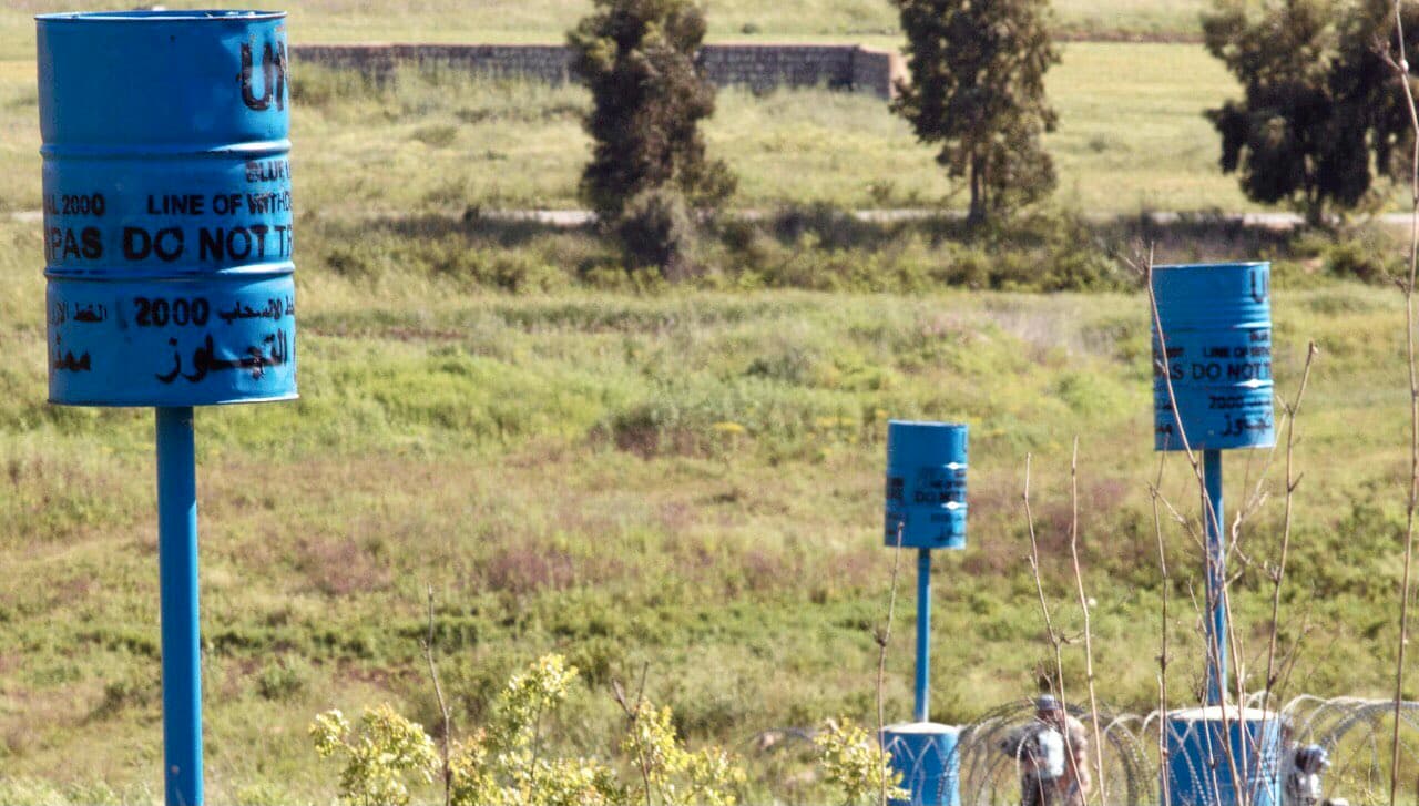 UNIFIL blue barrels marking the Blue Line in southern Lebanon